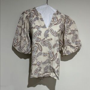 Ann Taylor Factory Cream and Brown Blouse